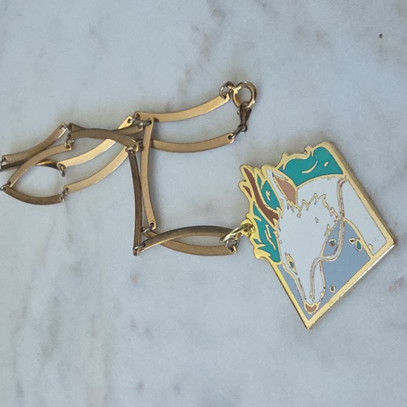 Studio Ghibli Jewelry - Studio Ghibli Spirited Away Haku Key Fob attached to a Vintage goldtone chain.